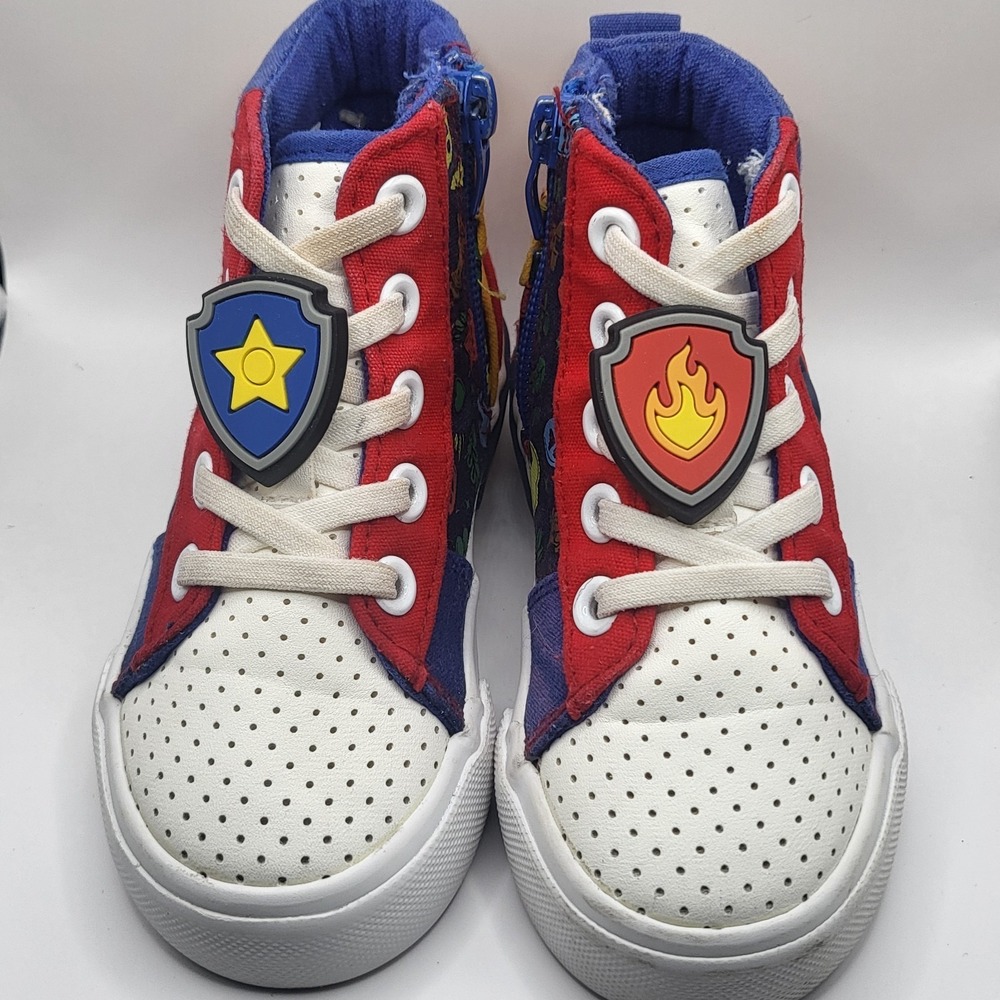 Paw Patrol Toddler High Top Sneakers Size 8T Boys Chase Marshall Zuma Cartoons